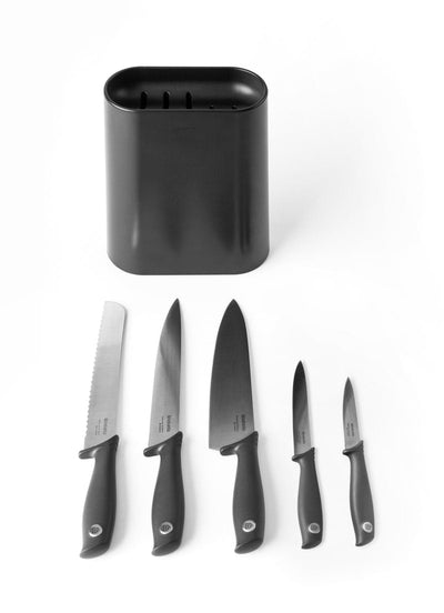 Se Brabantia Tasty Knivblok stående 5 knive ✔ Kæmpe udvalg i Brabantia ✔ Hurtig levering: 1 - 2 Hverdage samt billig fragt - Varenummer: KTT-599722-01 og barcode / Ean: '8710755123061 på lager - Udsalg på Servering - Bestik - Spisebestik Spar op til 52% - Over 1324 kendte brands på udsalg