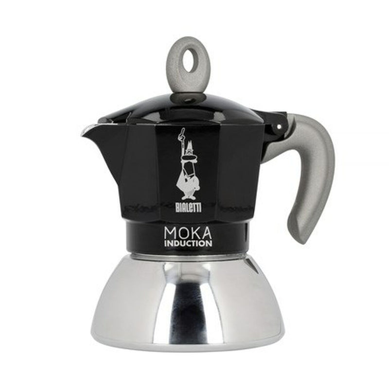 Italiensk Kaffebrygger Bialetti Moka Induction Sort Metal Rustfrit stål Aluminium 100 ml 2 Skodelice