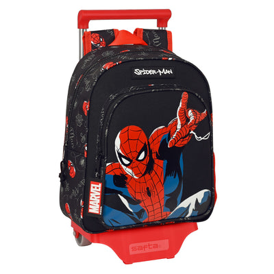 Skolerygsæk med Hjul Spider-Man Hero Sort 27 x 33 x 10 cm