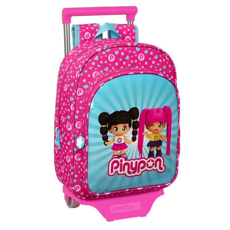 Skolerygsæk med Hjul Pinypon Blå Pink 26 x 34 x 11 cm