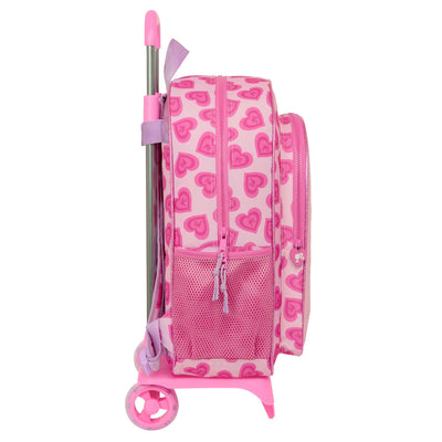 Skolerygsæk med Hjul Barbie Love Pink 33 x 42 x 14 cm