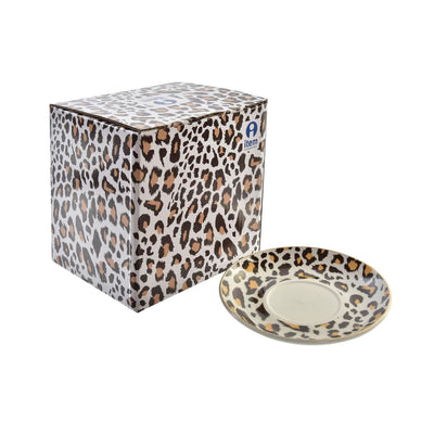 Tekande Leopard Krystal Porcelæn Brun Hvid 2 stk