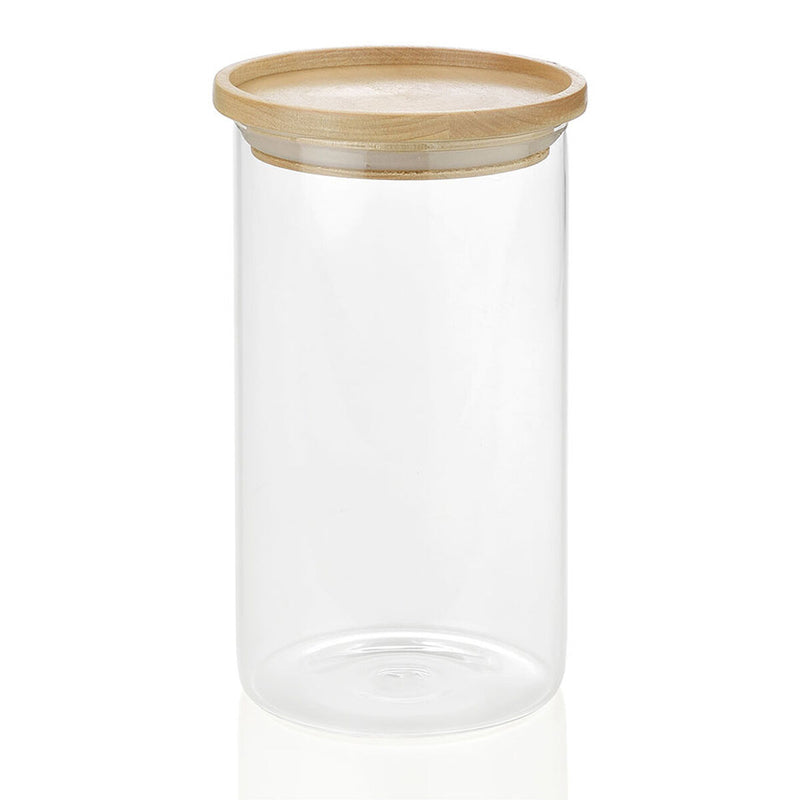 Opbevaringsglas / beholder Andrea House cc16204 Træ Glas 1,2 L Ø 9,5 x 17,5 cm