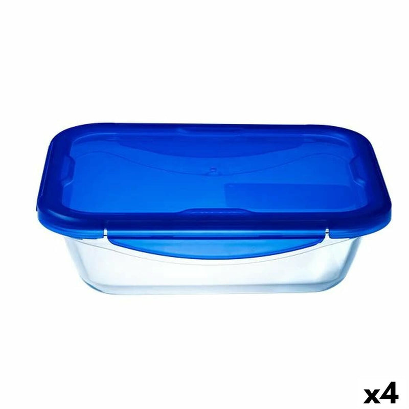 Hermetisk madkasse Pyrex Cook&go 30 x 23 cm 3,3 L Rektangulær Blå Glas (4 enheder)