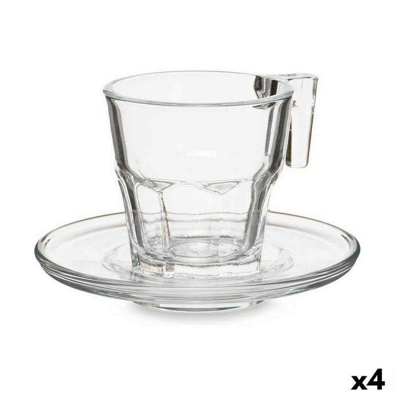 Sæt med 6 kopper og underkopper Casablanca Glas 4 enheder (70 ml)