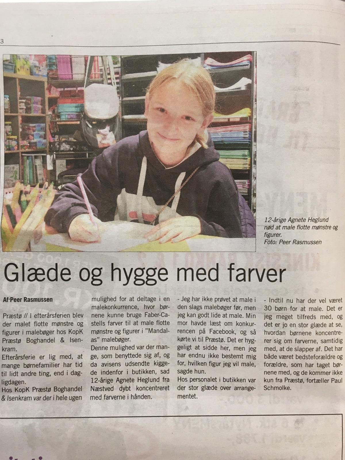 KopK Præstø Boghandel & Isenkram - Glæde og hygge med farver - Malekonkurrence