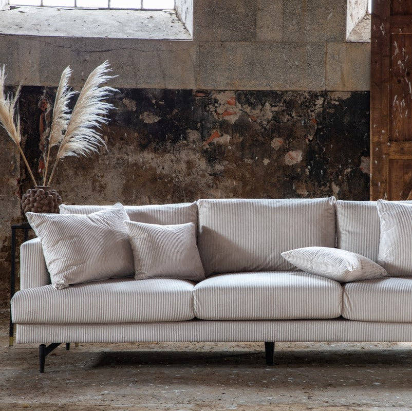 Se Warden - Sofa 3-personers i beige polyester fløjl ❤ Kæmpe udvalg i 3-nordic
