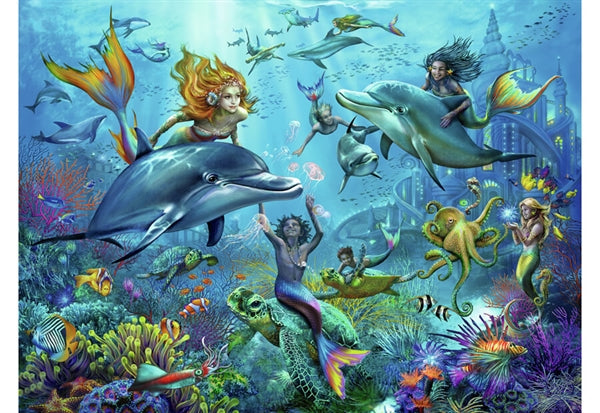 Ravensburger børnepuslespil med 100 brikker og motivet Underwater Adventure