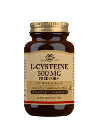 Pakning med Solgar L-Cysteine 500 mg, 30 vegetabilske kapsler
