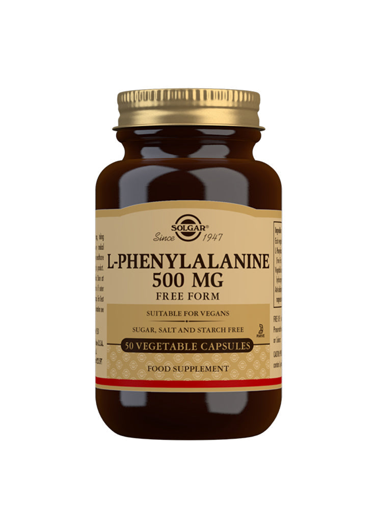 Solgar L-Phenylalanine 500 mg, kosttilskud med 50 kapsler