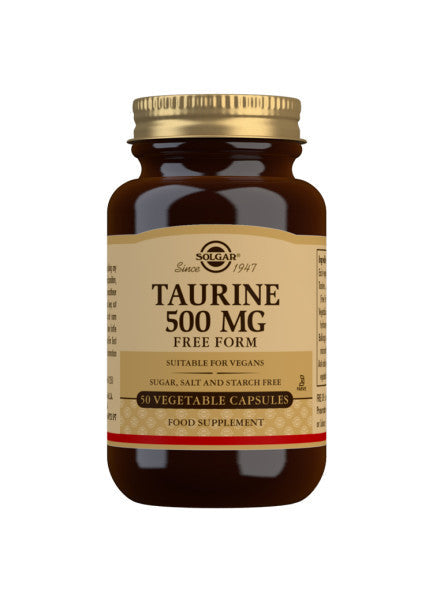 Solgar Taurine 500 mg, kosttilskud med 50 vegetabilske kapsler