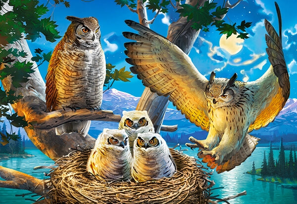 Puslespil Owl Family fra Castorland med 180 brikker