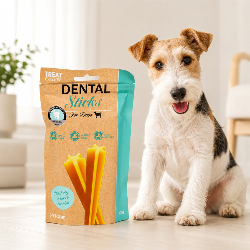 Pakke med Treateaters Dental Sticks med kylling, tyggepinde til hund
