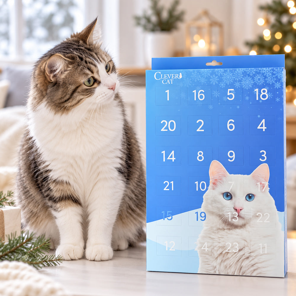 Julekalender til katte med 24 nummererede låger og godbidder