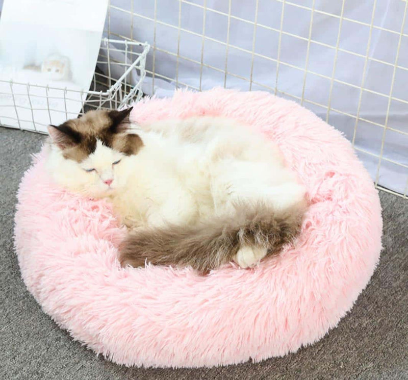 Blød og beroligende donut kattepude (sort, beige, grå, koks eller pink)