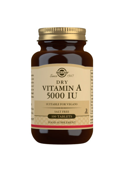 Solgar A-vitamin 5000 IU, pakning med 100 vegetabilske tabletter