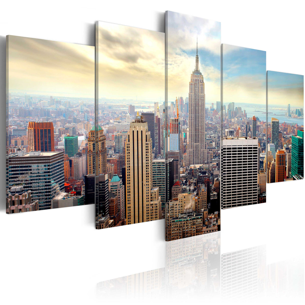 Se ARTGEIST Morning in New York City - Smuk morgen i New York trykt på lærred - Flere størrelser 200x100 ❤ Kæmpe udvalg i Artgeist - Køb online på udsalg og tilbud lige nu ❤ Meget billig fragt og hurtig levering: 1 - 2 hverdage - Varenummer: Boboonline-56805-15100 og barcode / Ean: 5903143926495 på lager - Udsalg på Interiør,Billeder og andet til væggen,Billeder,Billeder - Byer,
																						Juli deals,
																						Oprydningsudsalg, Spar op til 51% - Over 785 kendte brands på udsalg