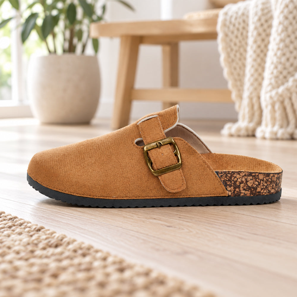 Mørk beige clogs med blød pasform, lukket front, EU 38/39