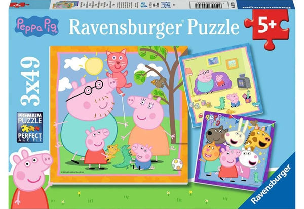 Ravensburger puslespil med Gurli Gris – Familie og venner, tre puslespil med 49 brikker