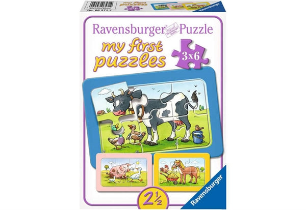 Ravensburger Good Animal Friends, tre børnepuslespil med seks brikker hver