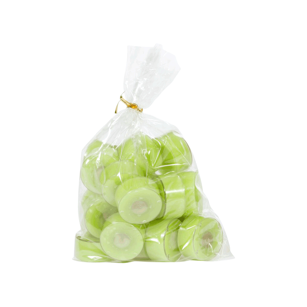 Pose med 20 farvede Edelweiss fyrfadslys i farven Lime og 4 timers brændetid
