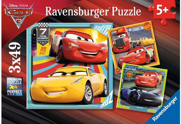 Ravensburger Cars 3, tre puslespil med 49 brikker hver