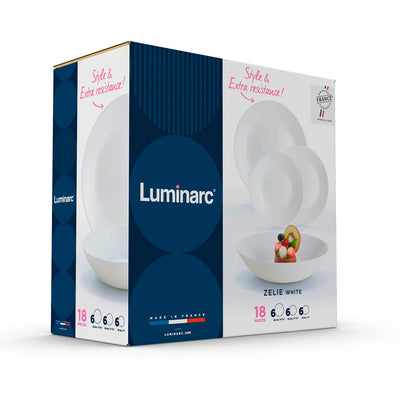Tallerkensæt Luminarc 12004 Hvid Glas 18 Dele