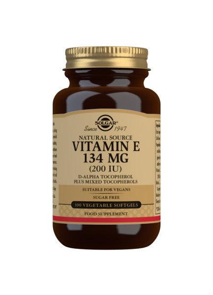 Solgar Vitamin E 134 mg, stor pakning med 100 vegetabilske softgels