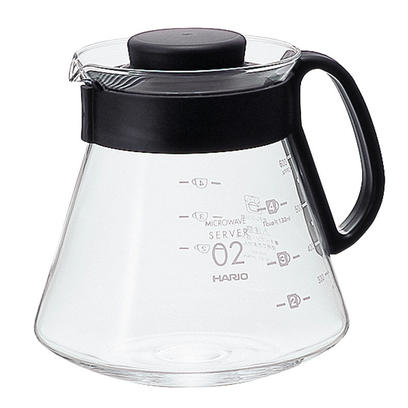 Hario V60 serveringskande 02 i varmeresistent glas med målelinjer