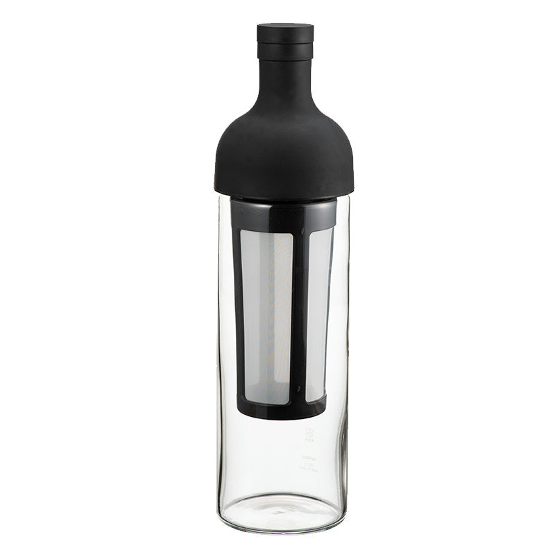 Sort Hario kaffeflaske i glas med integreret filter til cold brew