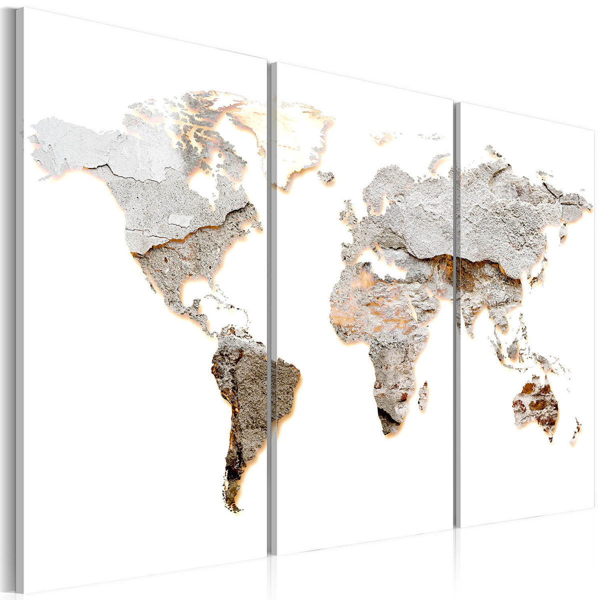 Se Artgeist Concrete Continents - Verdenskort med beton look trykt på lærred, 3-delt - Flere størrelser 90x60 ❤ Kæmpe udvalg i Artgeist - Køb online på udsalg og tilbud lige nu ❤ Billig fragt og hurtig levering - Varenummer: Boboonline-40025-5305 og barcode / Ean: 5903143994685 på lager - Udsalg på Interiør,Billeder og andet til væggen,Verdenskort Spar stort – op til 71% - Over 2.739 kendte brands på stort udsalg