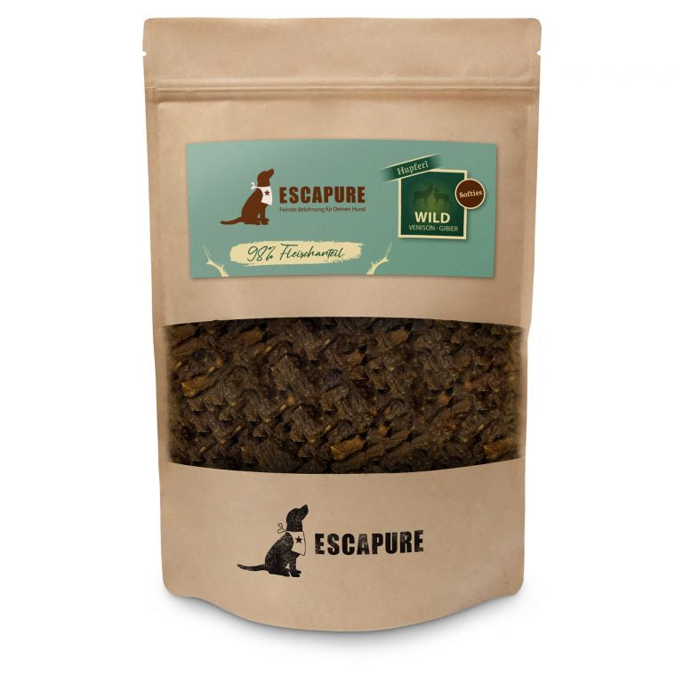Pakke med Escapure softies med vildtkød, godbidder til hunde, 1 kg