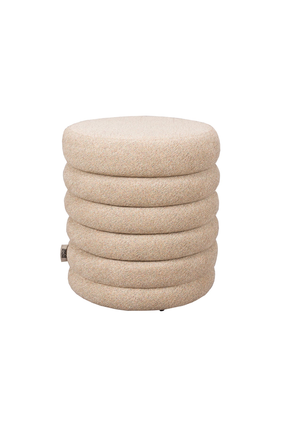 Rund beige taburet Fern fra Dutchbone i bouclé stof