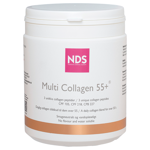 Pakning med NDS Multi Collagen 55+ kosttilskud med collagen peptider, 300 g