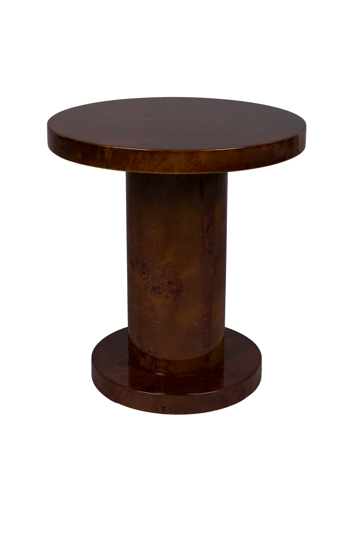 Dutchbone Quinn rundt sidebord i brun valnødfinér, diameter 46 cm