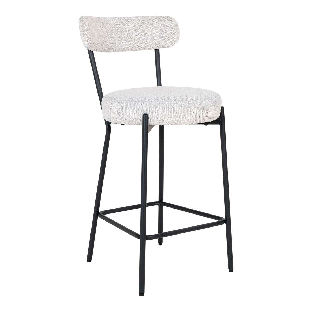House Nordic barstol HN1270 i hvid bouclé med sorte ben