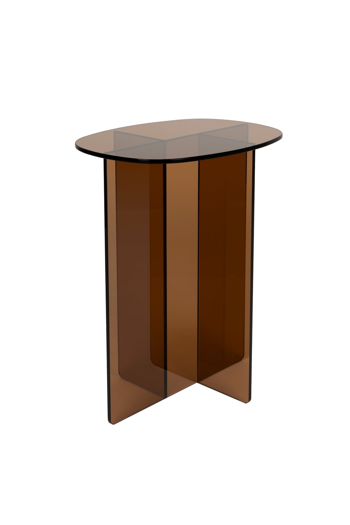 Zuiver Linea ovalt sidebord i brunt glas