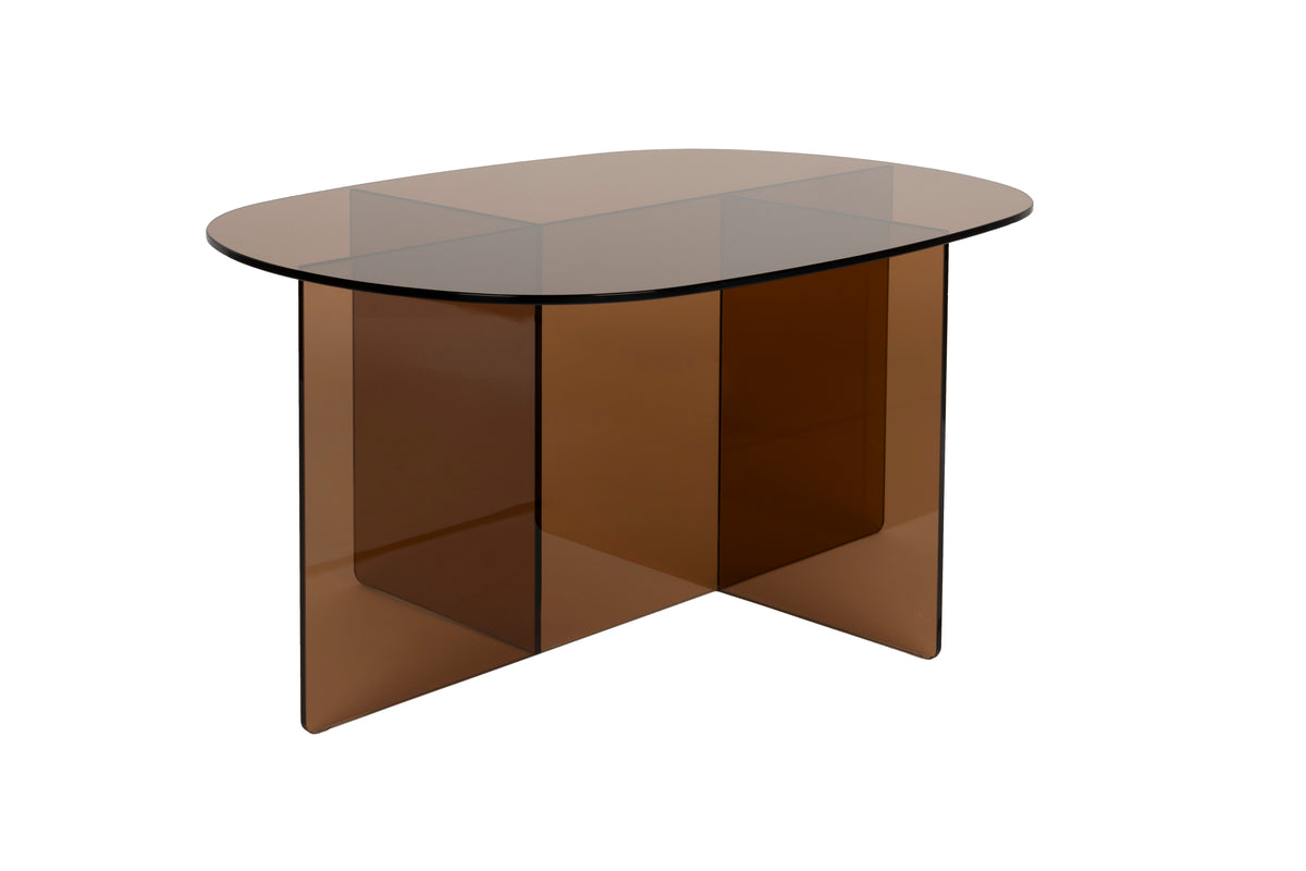 Zuiver Linea ovalt sofabord i brunt glas, 80 x 60 cm
