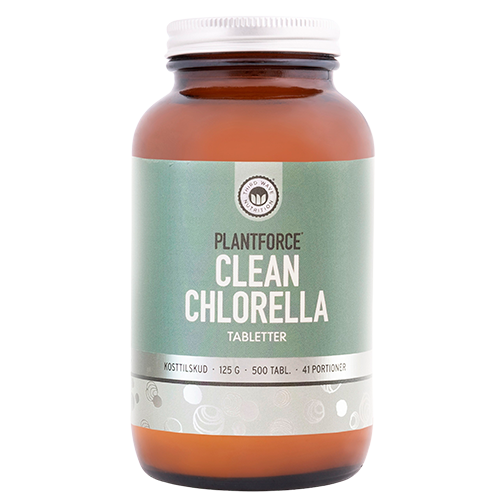 Plantforce Chlorella kosttilskud med naturlig chlorella i tabletform, pakning med 500 tabletter