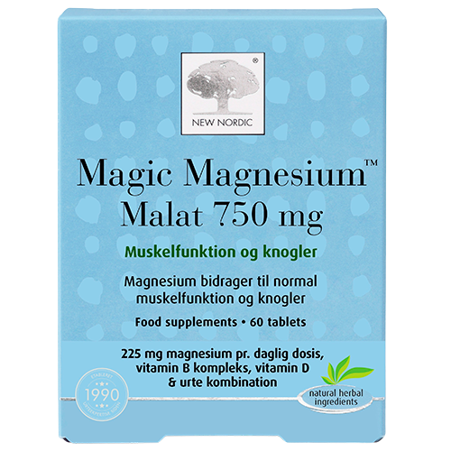Pakke med New Nordic Magic Magnesium Malat 750 mg, 60 tabletter