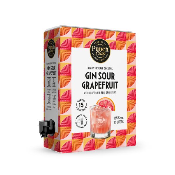 Punch Club Gin Sour Grapefruit cocktail i 150 cl bag-in-box
