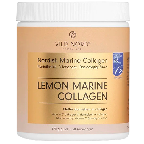 Vild Nord Lemon Marine Collagen, kollagenpulver med citronsmag, pakning på 170 g