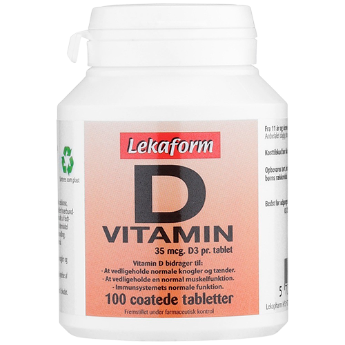 Lekaform D-Vitamin 35 µg kosttilskud, pakke med 100 tabletter