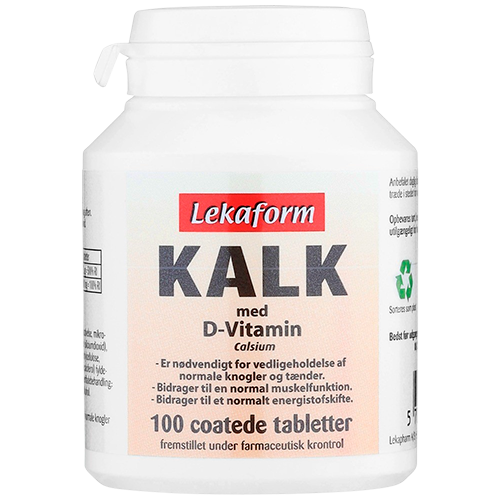 Pakning med Lekaform Kalk med D-vitamin kosttilskud, 100 tabletter