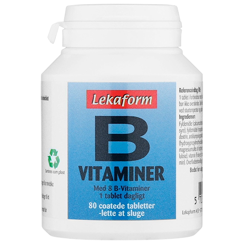 Lekaform B-Vitaminer kosttilskud, pakning med 80 tabletter