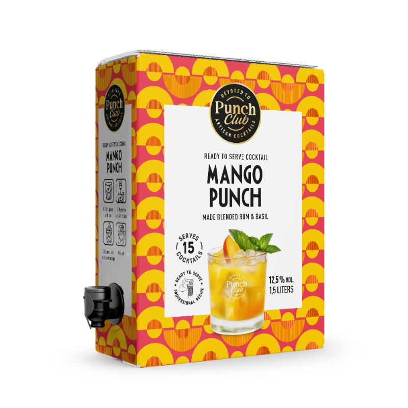 Punch Club Mango Punch færdigblandet cocktail i Bag-in-Box på 150 cl