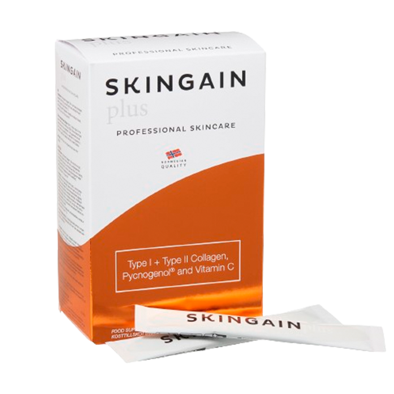 SkinGain Plus kollagenpulver med lime- og citronsmag fra Immiflex, 30 stk.