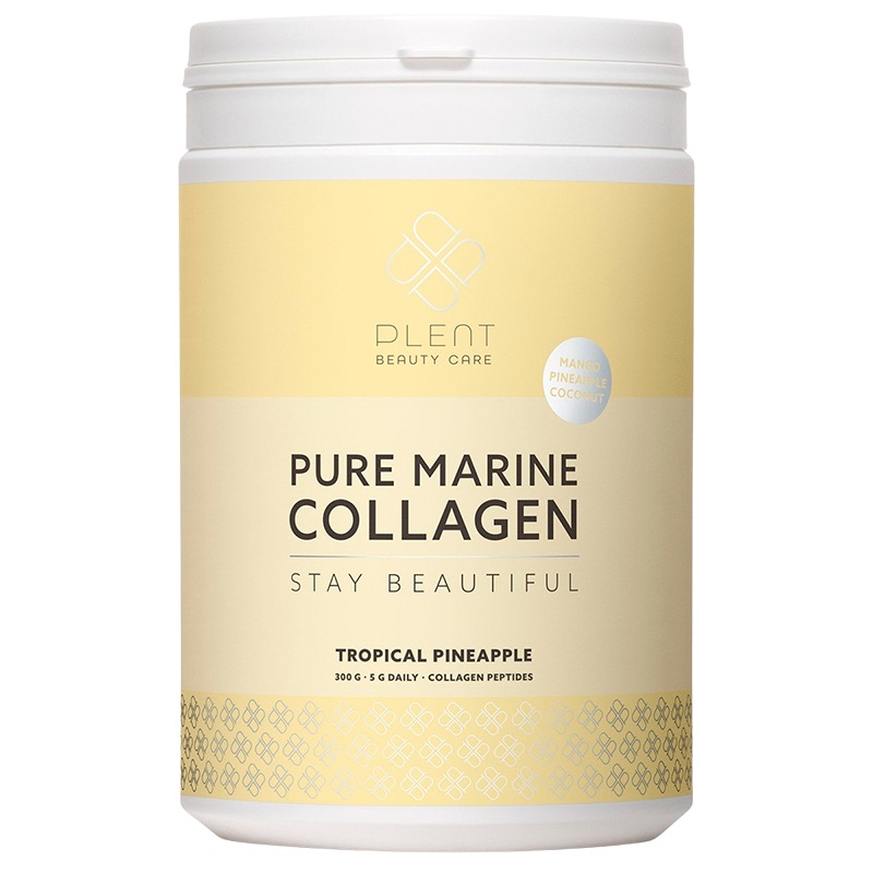Pakke med Plent Pure Marine Collagen pulver i smagen Tropical Pineapple, 300 g