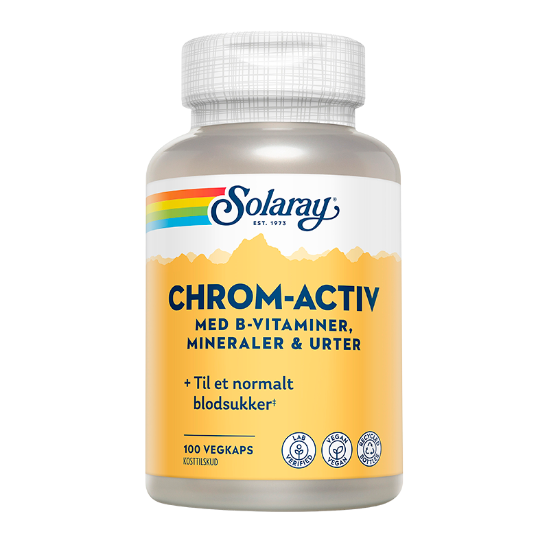 Pakning med Solaray ChromActiv kosttilskud, 100 kapsler