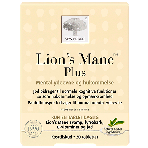 Pakning med New Nordic Lion's Mane Plus kosttilskud, 30 tabletter